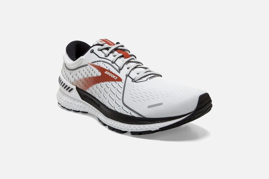 Brooks Running Shoes - Adrenaline GTS 21 Road Mens - White/Black/Orange - ATE-047528